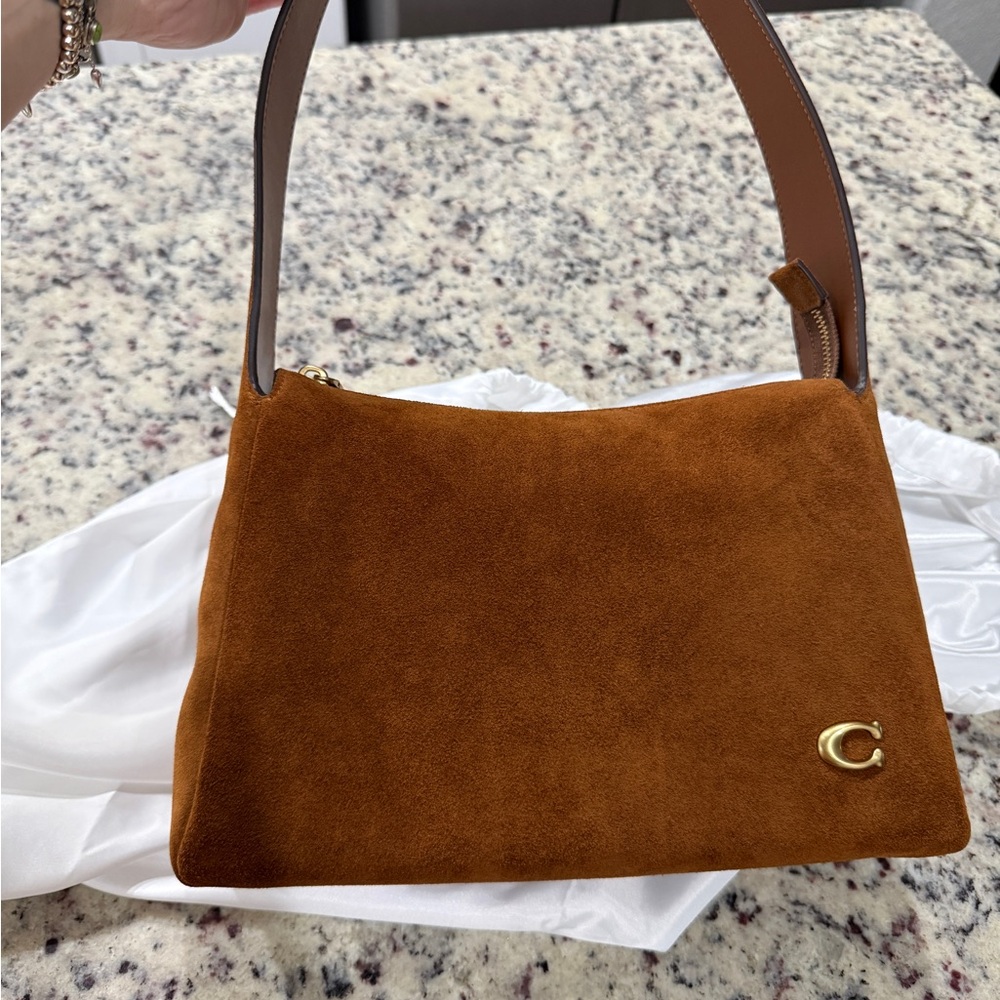 Coach Lola Shoulder Bag in Warm Brown Suede